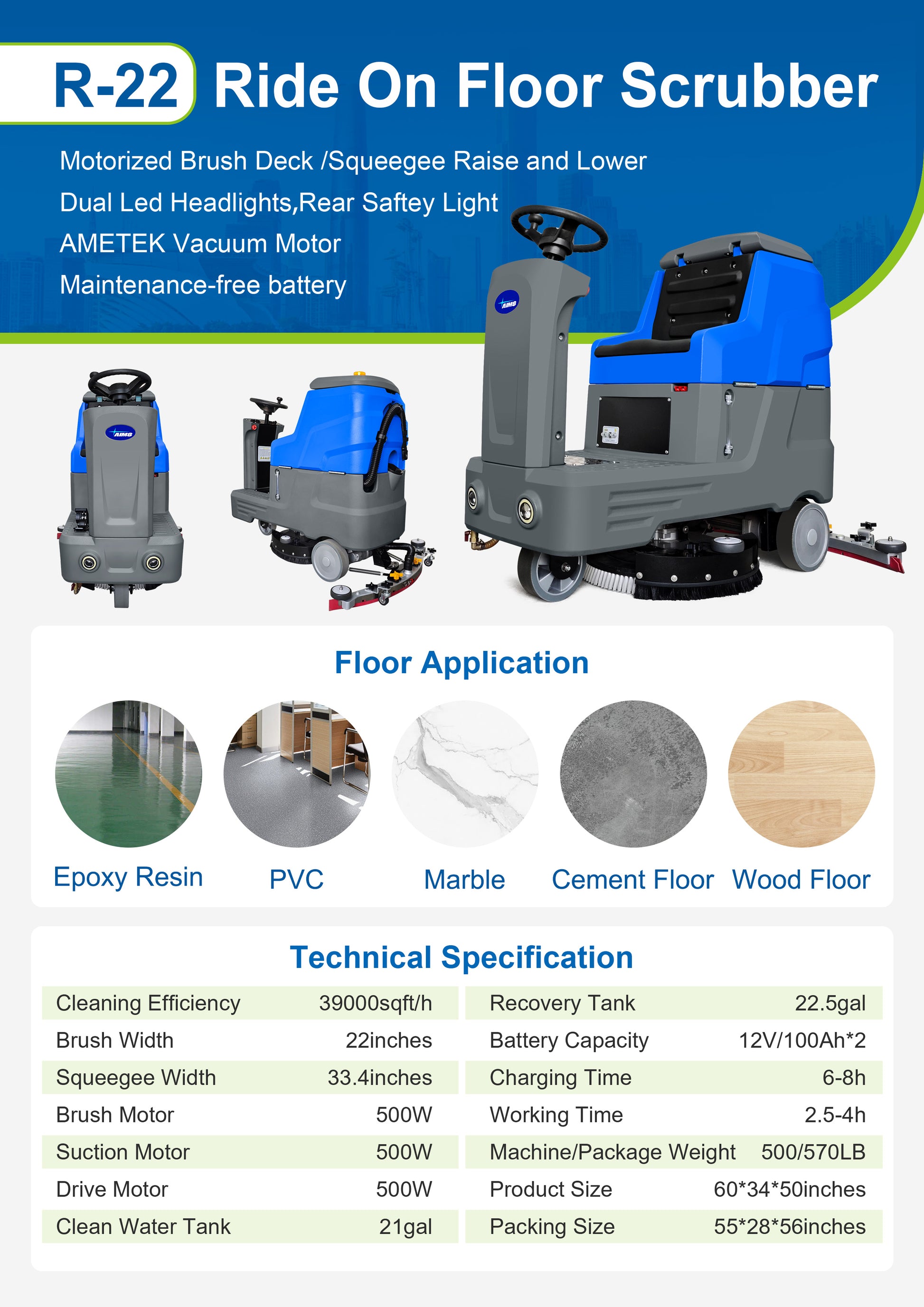 R-22 Ride On Floor Scrubber