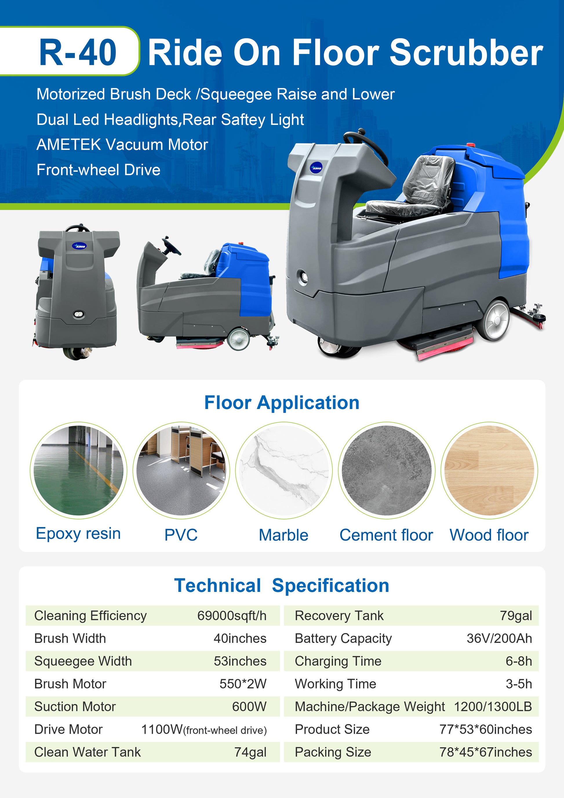 R-40 Ride On Floor Scrubber