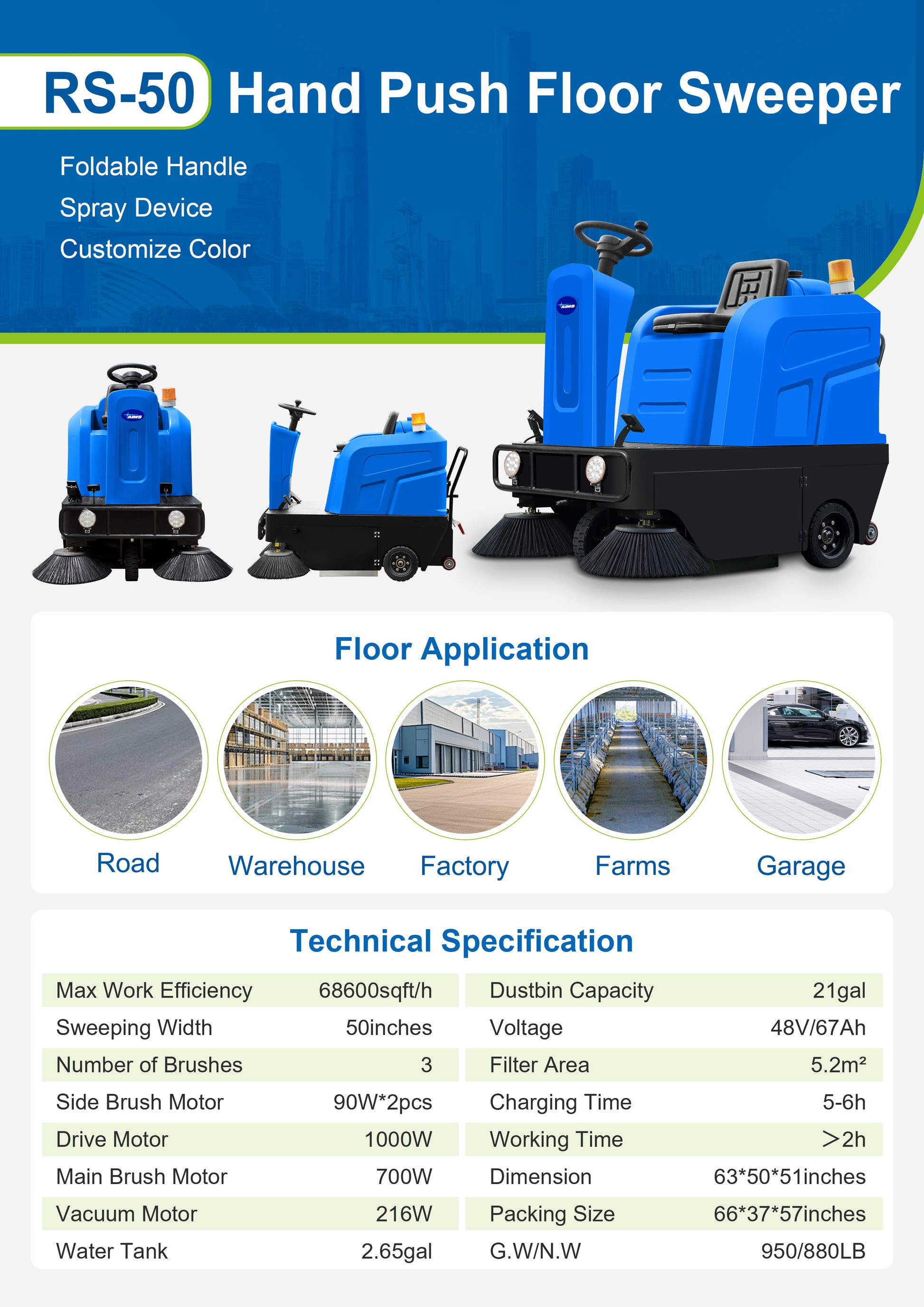 RS-50 Ride On Floor Sweeper