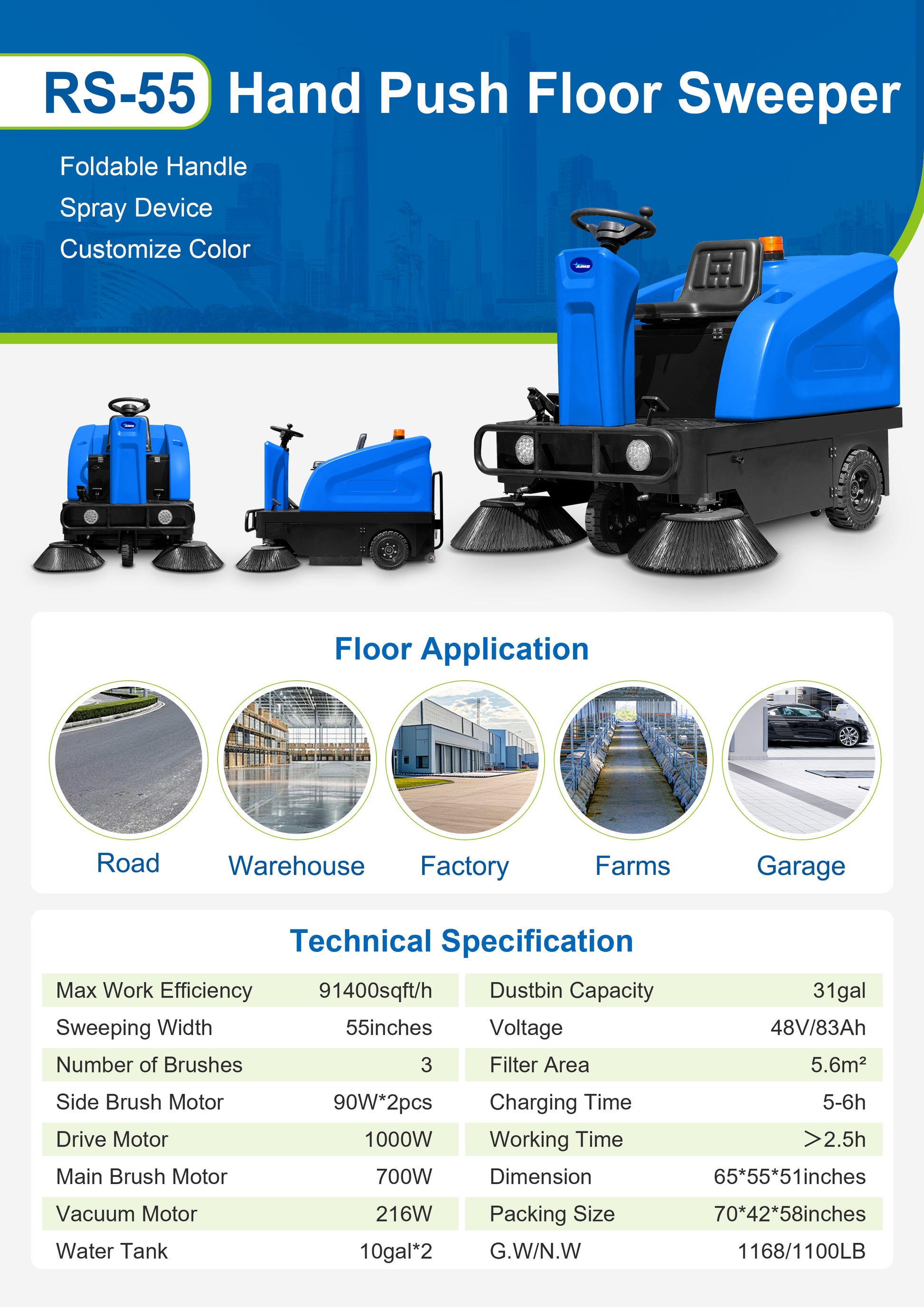 RS-55 Ride On Floor Sweeper